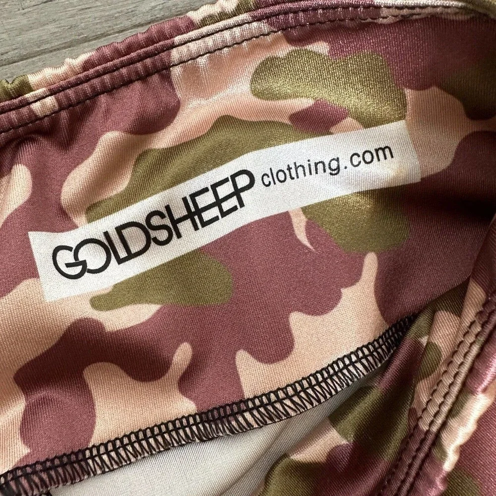 Goldsheep Camo Leggings Women's Athletic Pants Burgundy Green Size S - Picture 9 of 10